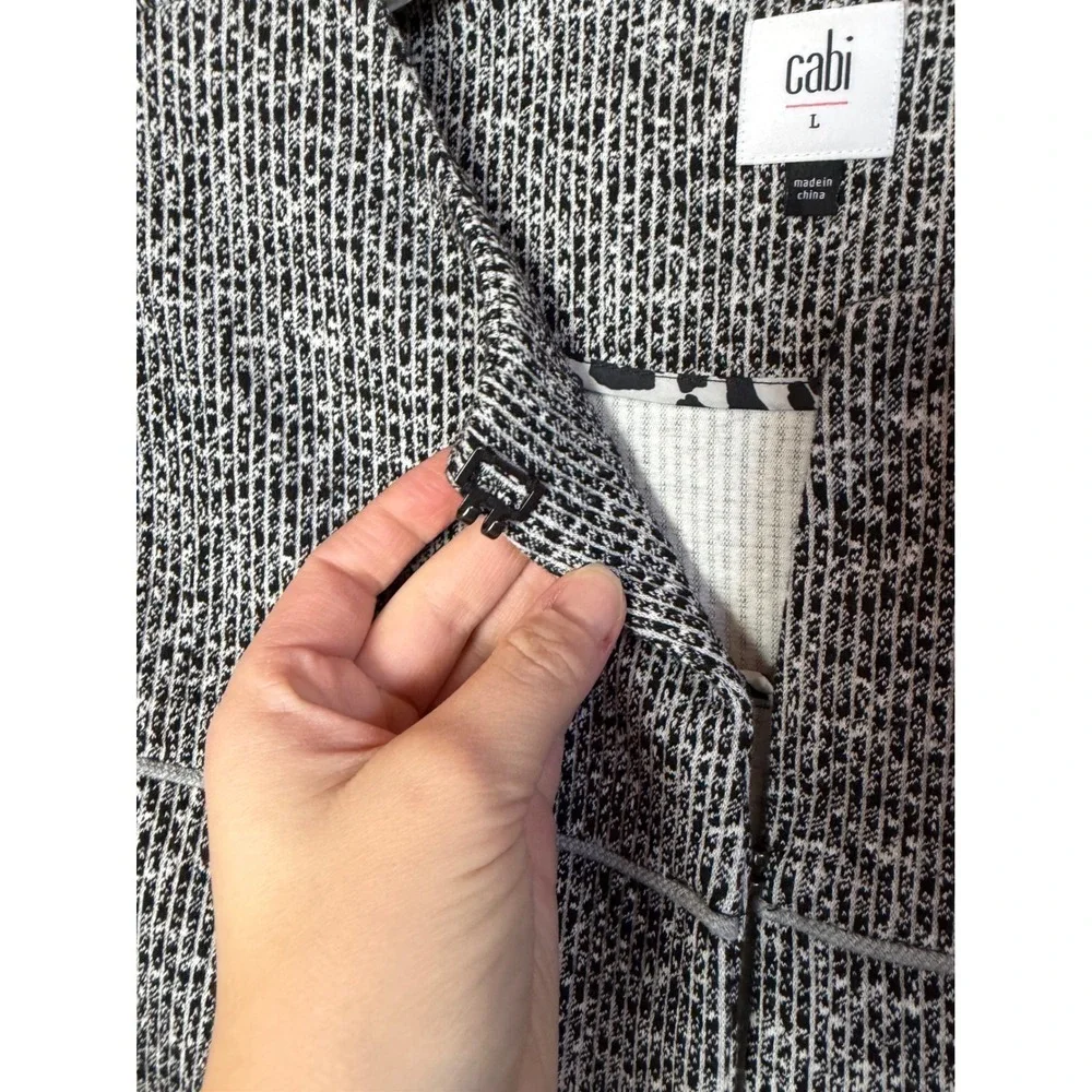 Cabi The Times Long Topper Jacket Cardigan Women's‎ Sz Large Black/ White